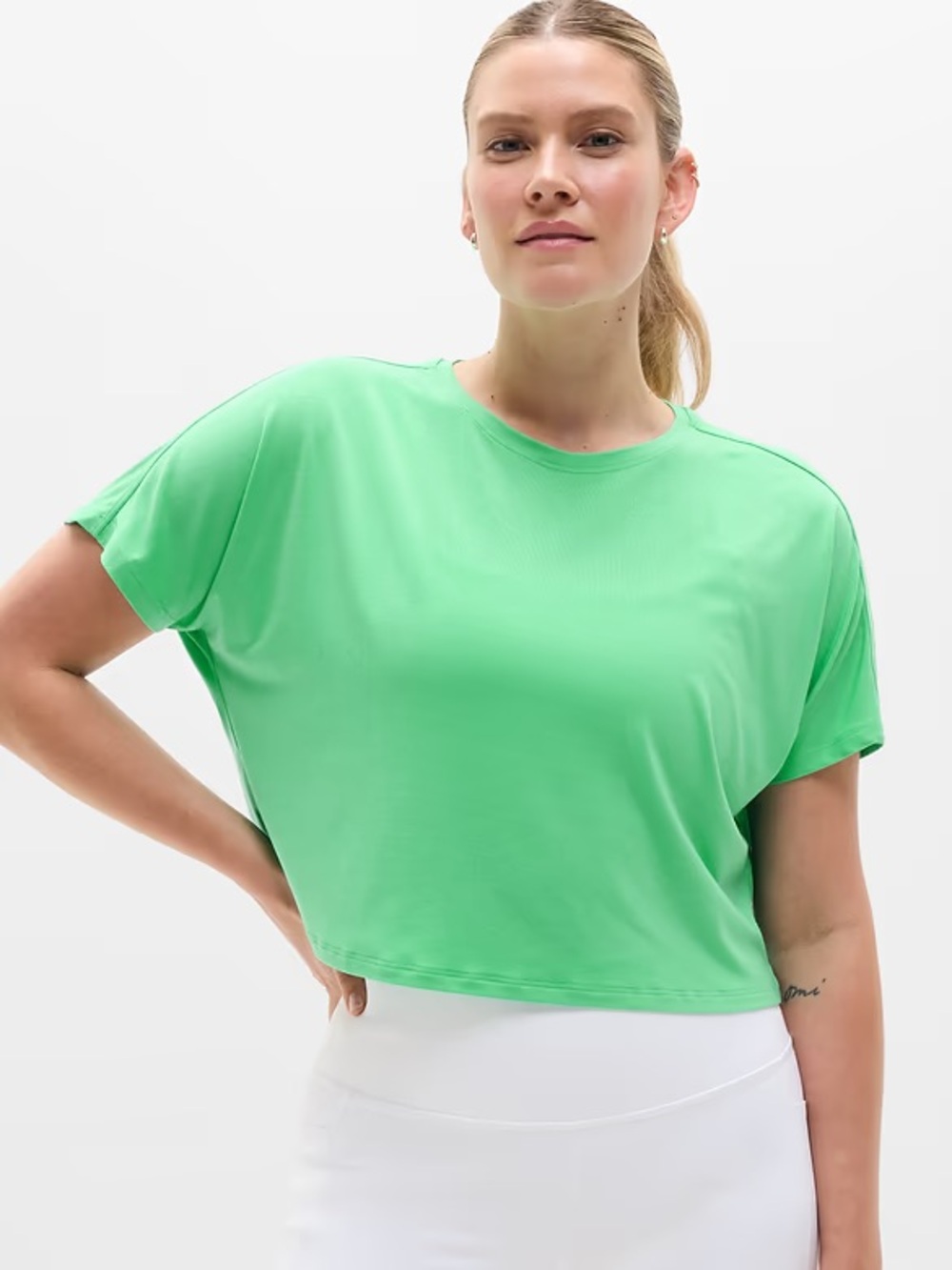 NWT Athleta Neon Green 💚 Boxy Cropped Tee